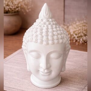 Apropos White Buddha Head Statue Zen Home Spiritual Decor Meditation Room Accent